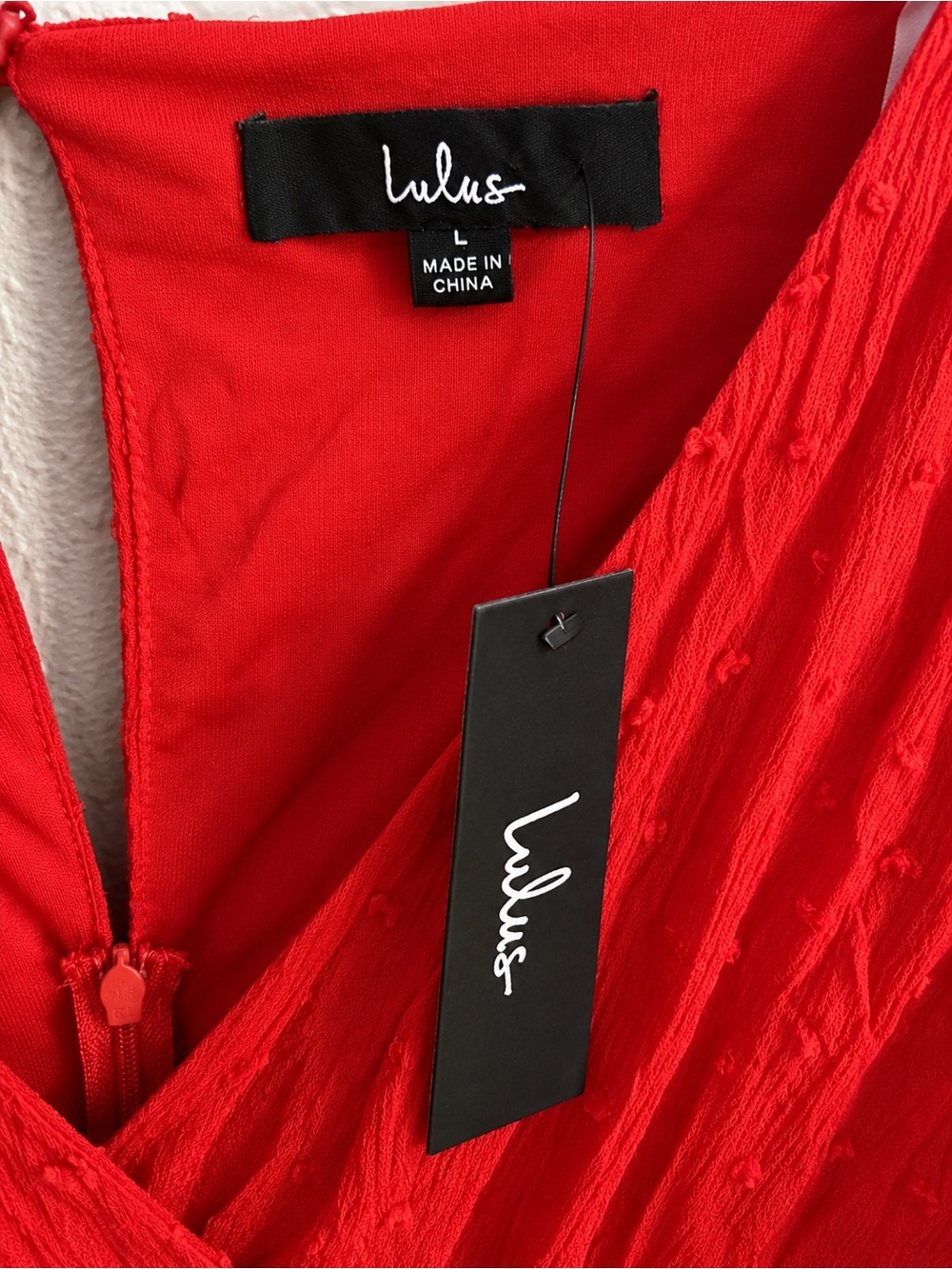 Lulus Red Textured Ruffle Mini Dress | Large | Tags Attached - Picture 3 of 6